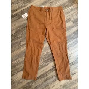 Knox Rose Khaki Straight Leg Pant High Rise Elastic Waist Size XL 30" Inseam